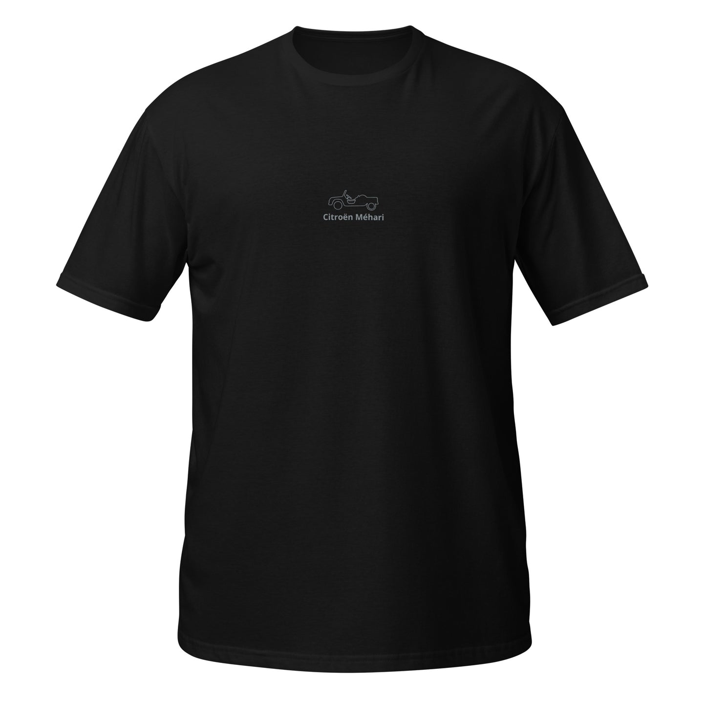 Unisex T-shirt Citroën Méhari line drawing discreetly in the center - Black, Navy or White