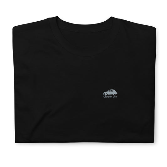 2cv T-shirt met discreet logo op borst Uniseks - Zwart, Navy of Wit
