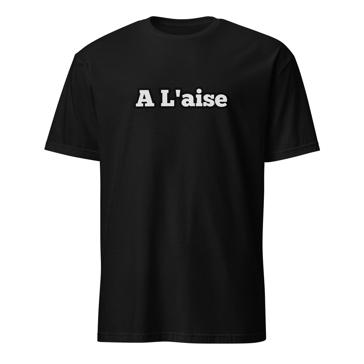 A L'aise Unisex T-shirt with FRENCH FLAG on the BACK is available in Black, Navy or White