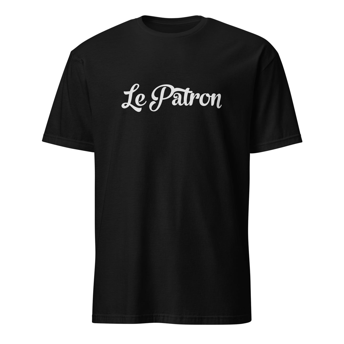 Le Patron Uniseks T-shirt met FRANSE VLAG op de RUGZIJDE is verkrijgbaar in Zwart, Navy of Wit