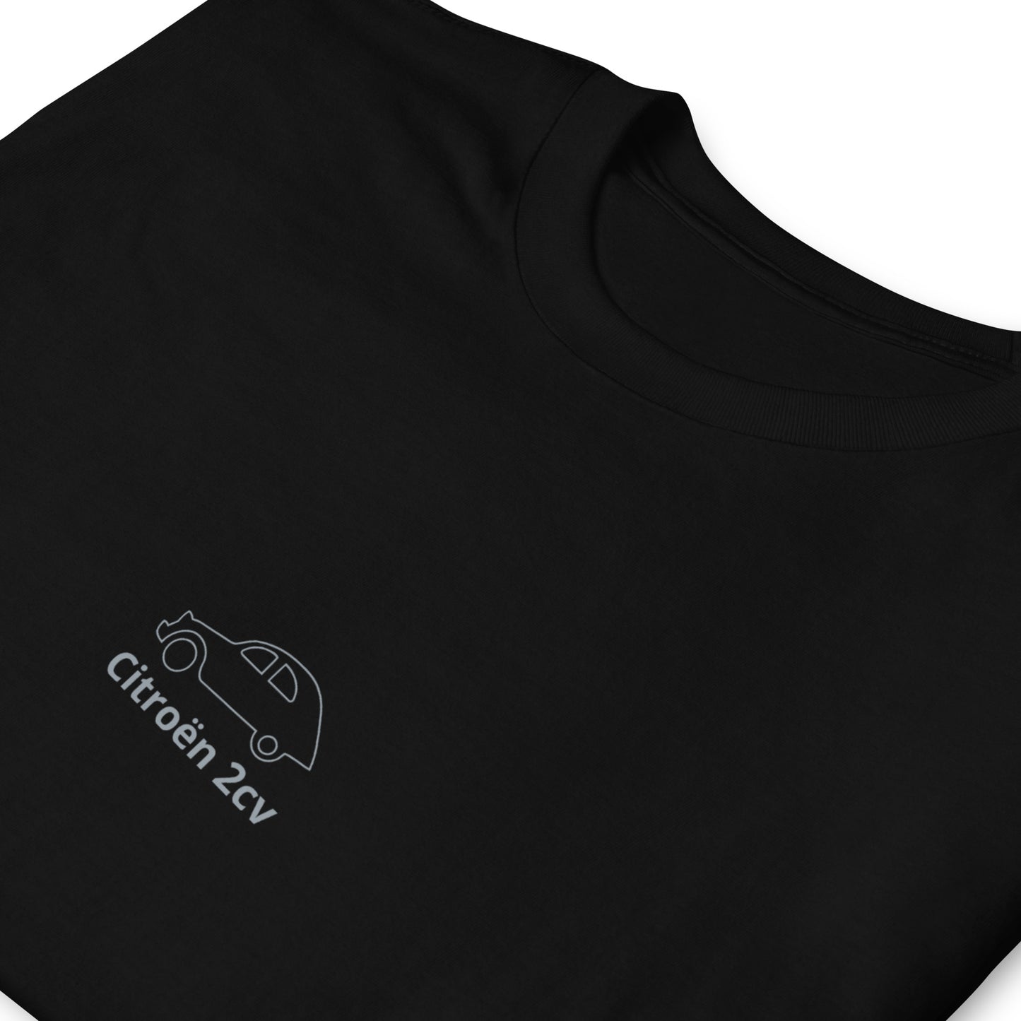 Unisex T-shirt Citroën 2cv line drawing discreetly in the middle - Black, Navy or White