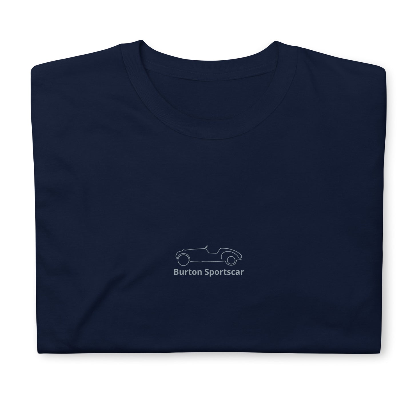 Unisex T-shirt Burton Sportscar line drawing discreetly in the center - Black, Navy or White