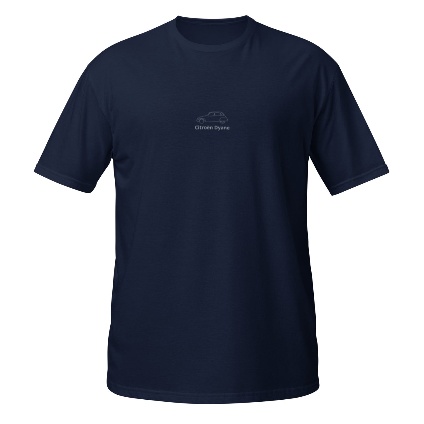 Uniseks T-shirt Citroën Dyane lijntekening discreet in het midden - Zwart, Navy of Wit