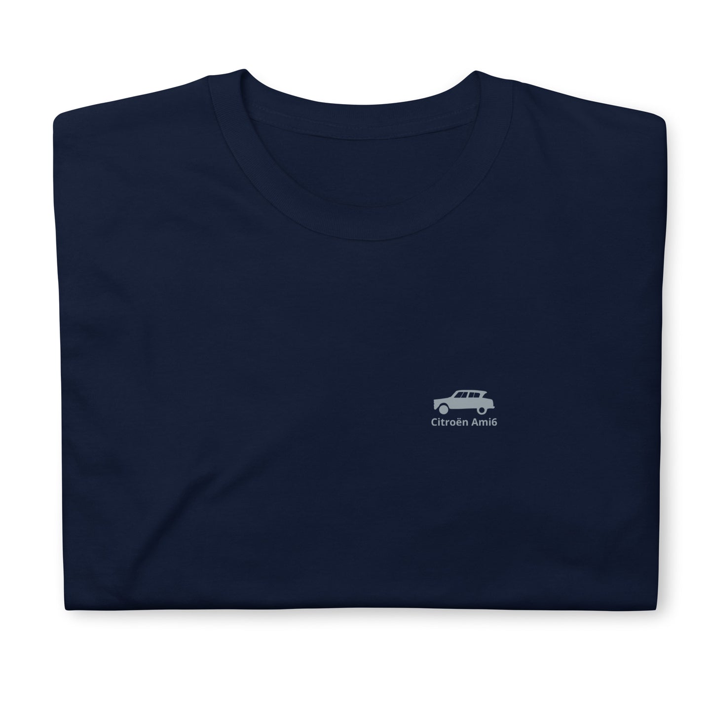 Ami6 T-shirt met discreet logo op borst Uniseks - Zwart, Navy of Wit