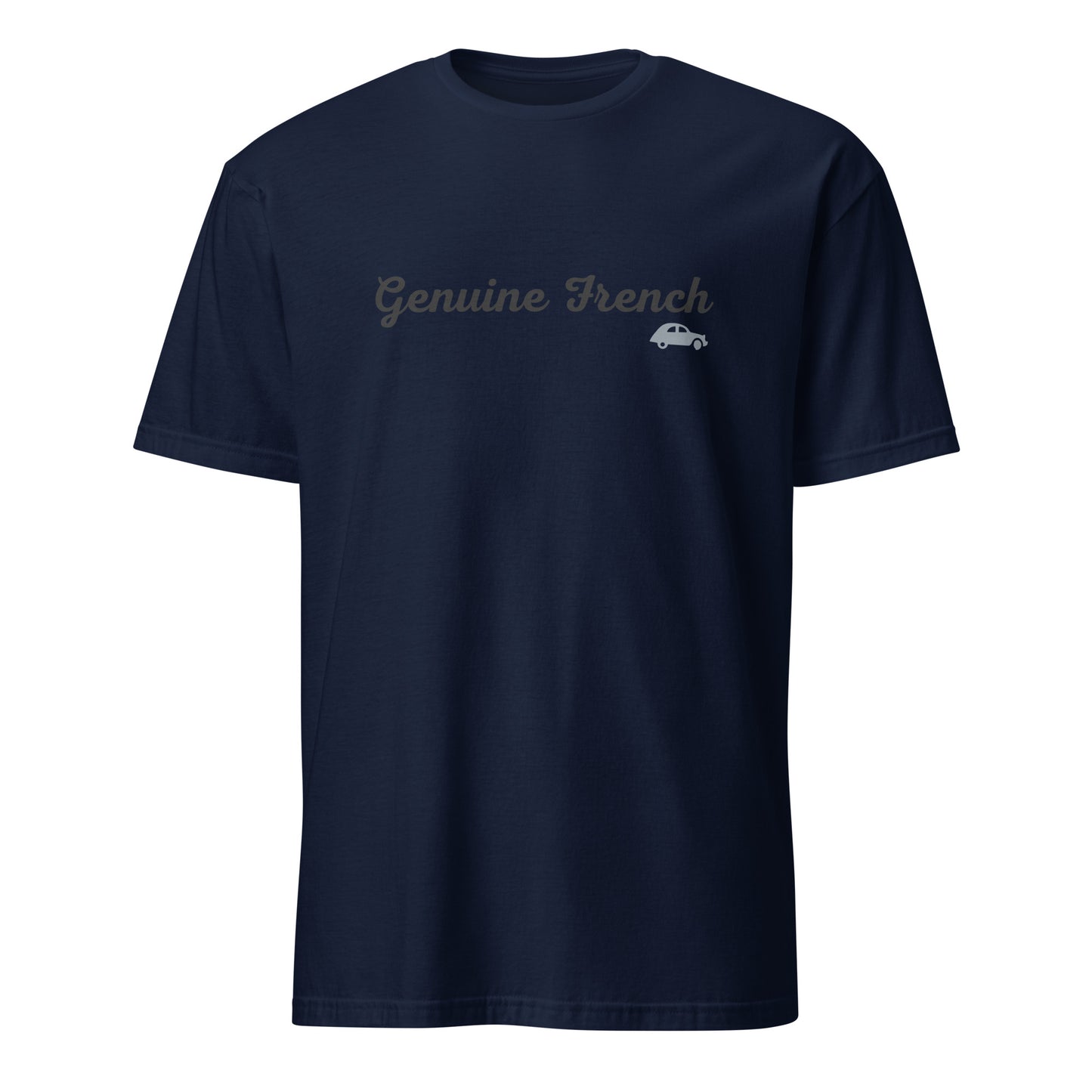 Genuine French 2CV T-shirt with French flag on the back available in Black, Navy or White