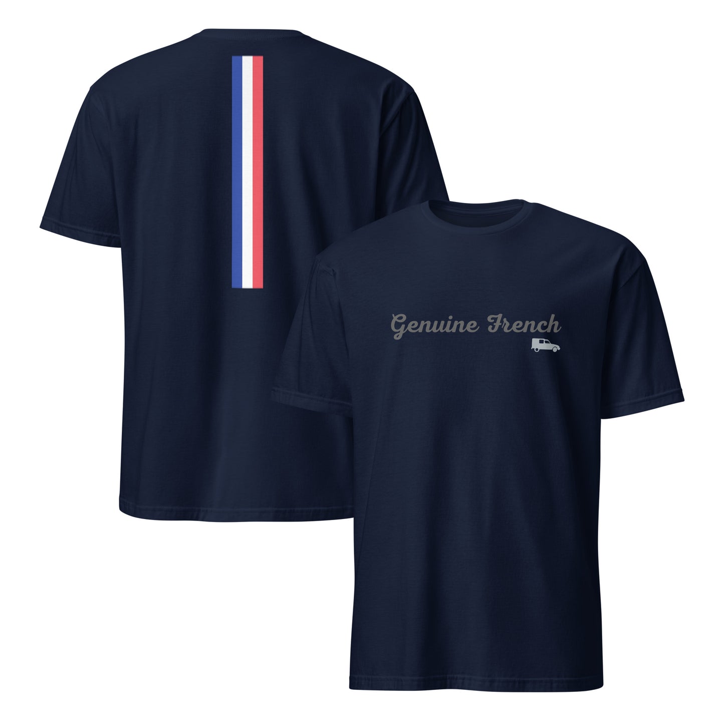 Genuine French ACADIANE T-shirt with French flag on the back available in Black, Navy or White