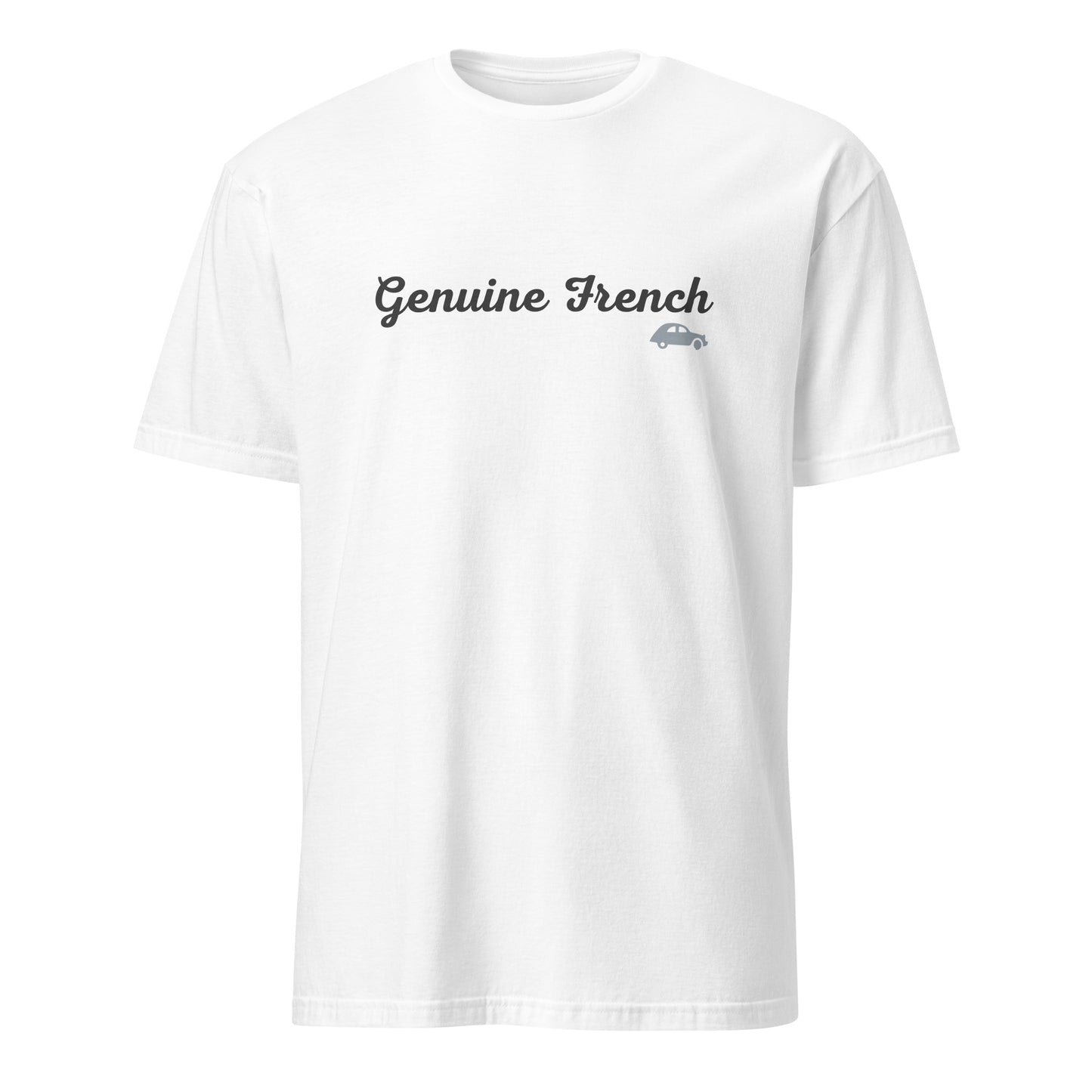 Genuine French 2CV T-shirt met Franse vlag op rugzijde verkrijgbaar in Zwart, Navy of Wit