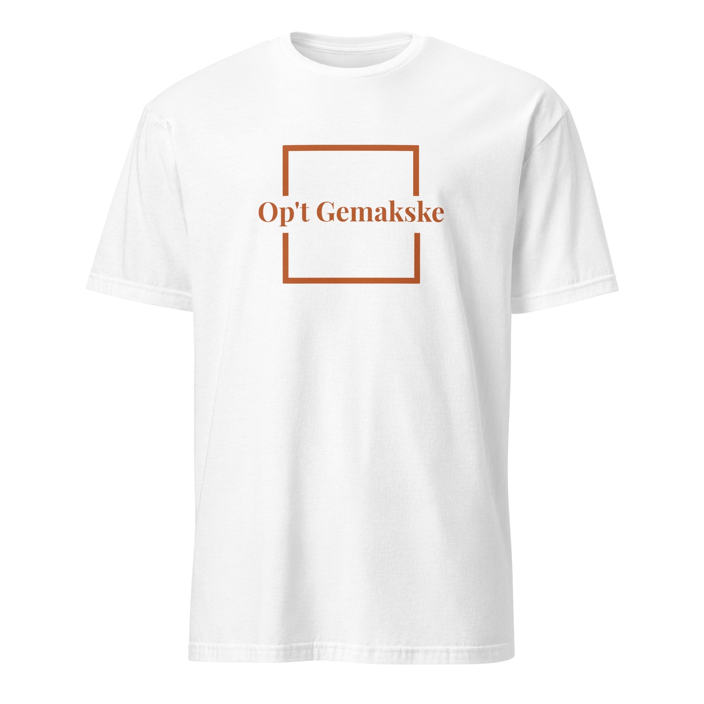 Op't gemakske T-shirt unisexe disponible en noir, bleu marine ou blanc