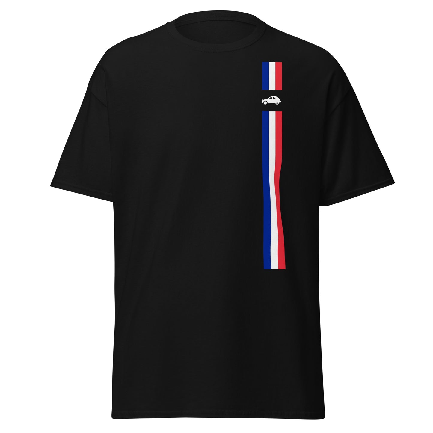 T-shirt met Franse vlag & 2cv verkrijgbaar in Zwart, Navy, Light Blauw of Grijs