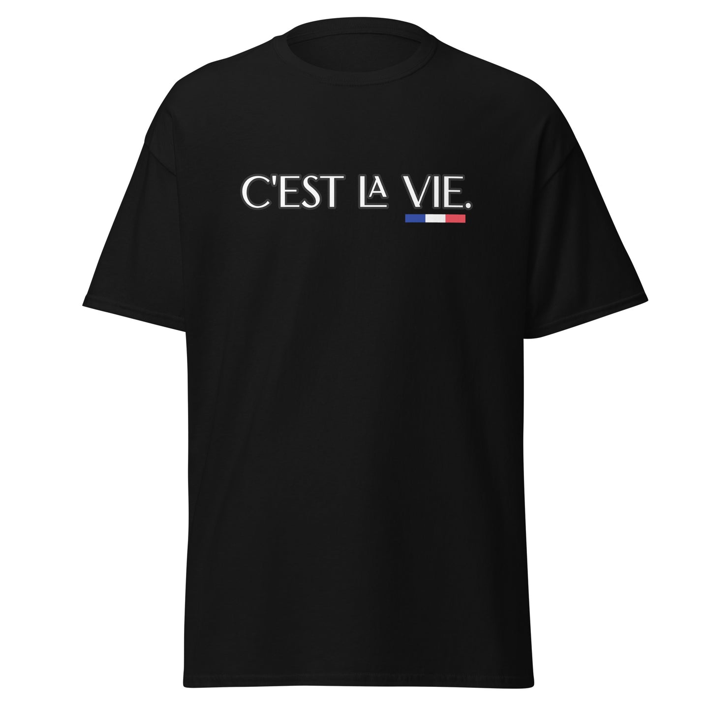 C'est la Vie unisex T-shirt with French 3 color available in Black, Navy, Natural, Gray or White