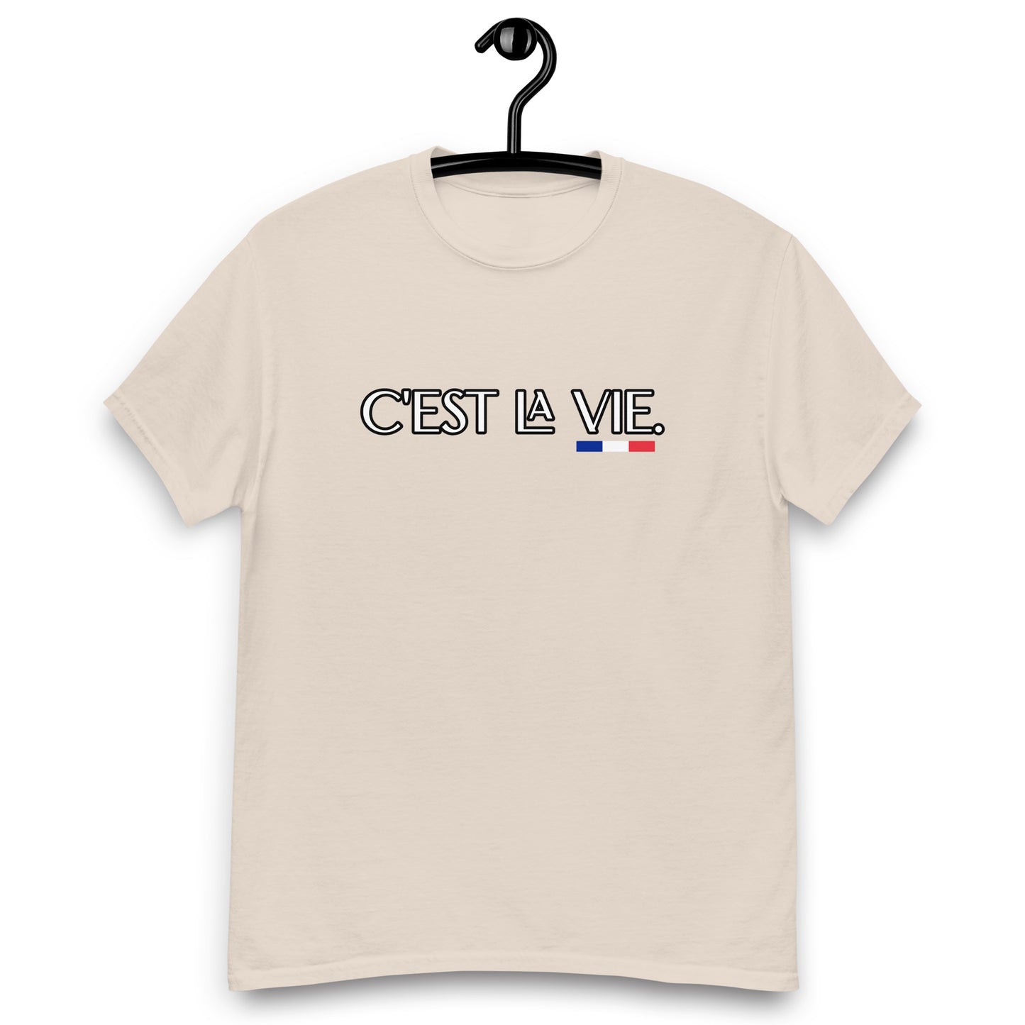 C'est la Vie unisex T-shirt with French 3 color available in Black, Navy, Natural, Gray or White