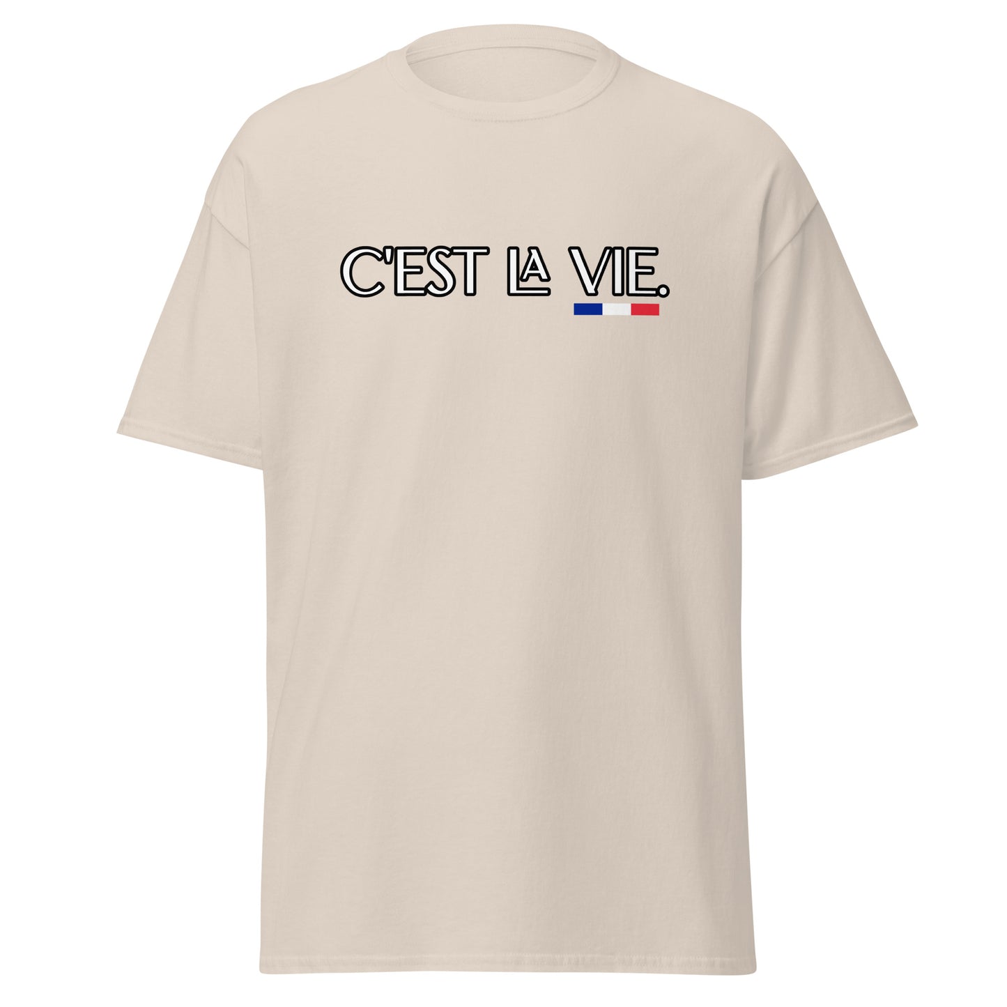 C'est la Vie unisex T-shirt with French 3 color available in Black, Navy, Natural, Gray or White