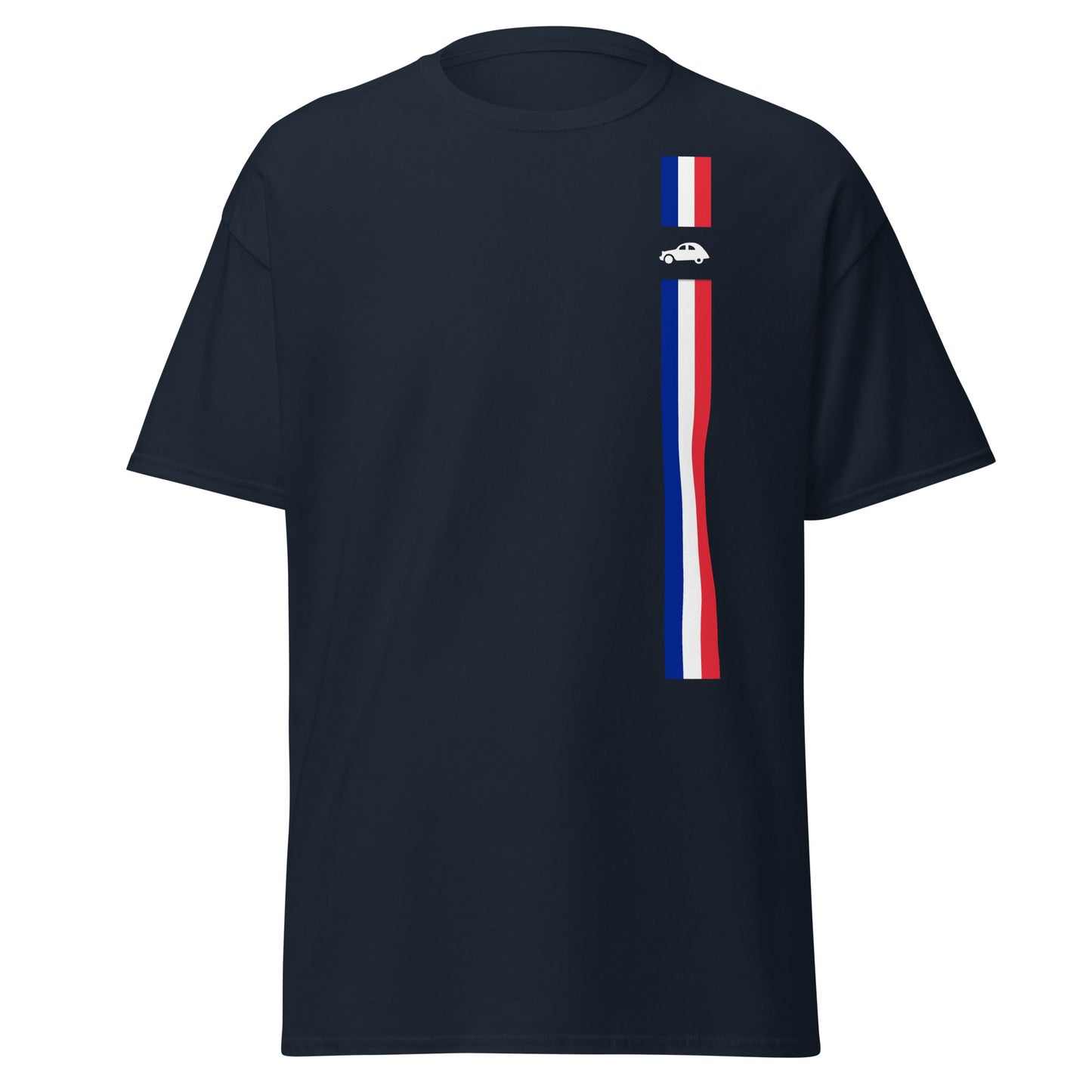 T-shirt avec drapeau français & 2cv disponible en Noir, Marine, Bleu Clair ou Gris