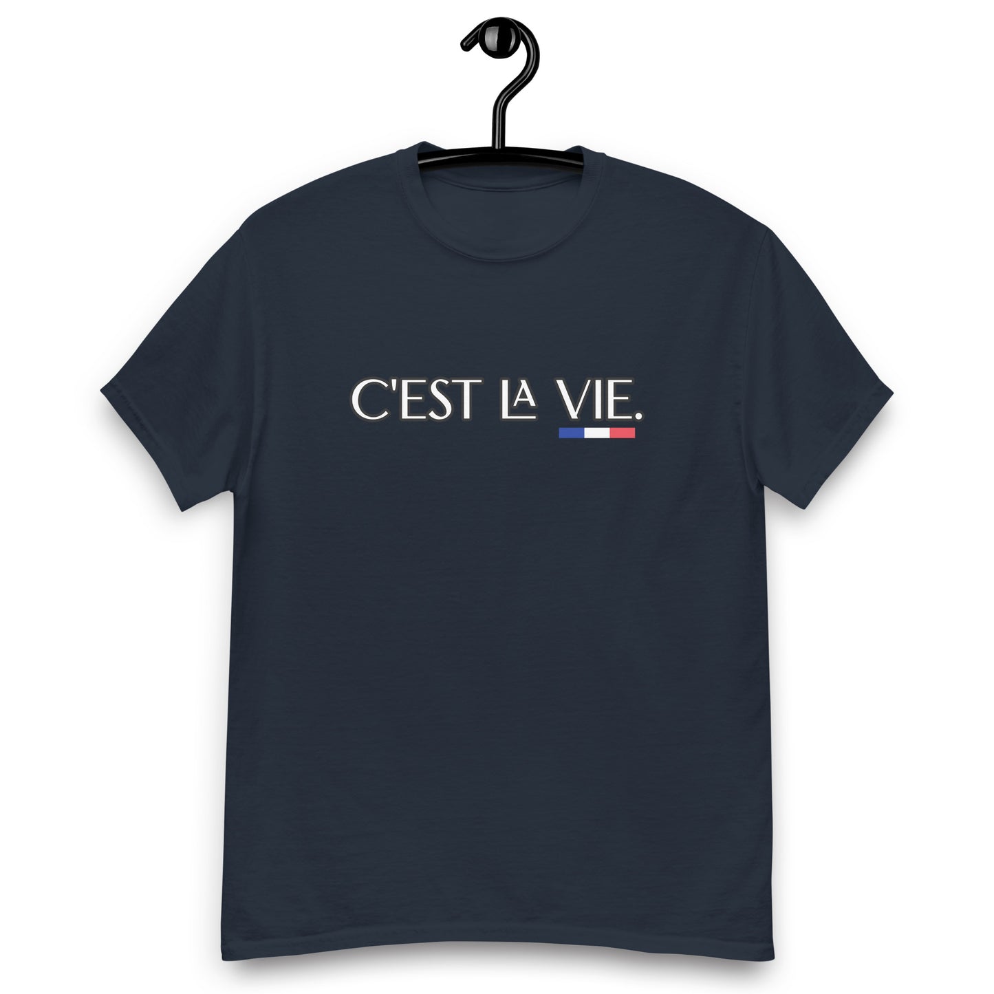 C'est la Vie unisex T-shirt with French 3 color available in Black, Navy, Natural, Gray or White