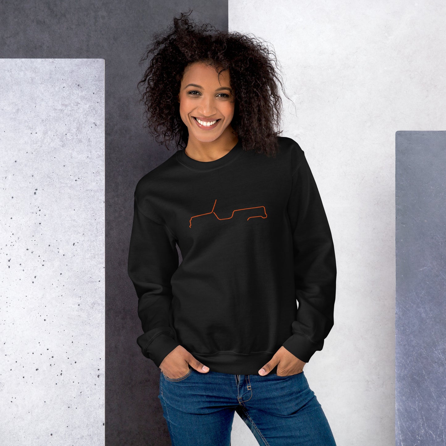 Silhouette Sweatshirt – Citroën Méhari Lijnkunst | Minimalistisch, Stijlvol & Warm