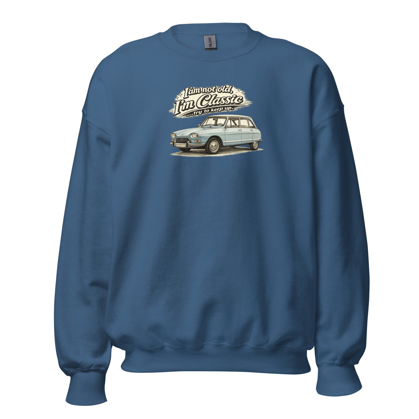 Classic Collectie Sweatshirt – Citroën Ami 8 Vintage Illustratie | “I’m not old, I’m Classic”