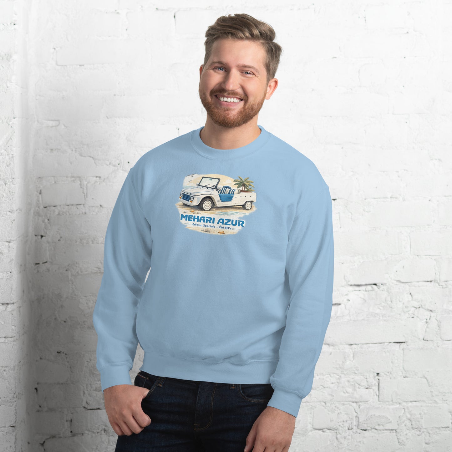 Méhari Azur Sweatshirt – Iconische Strandillustratie | Specials Collectie