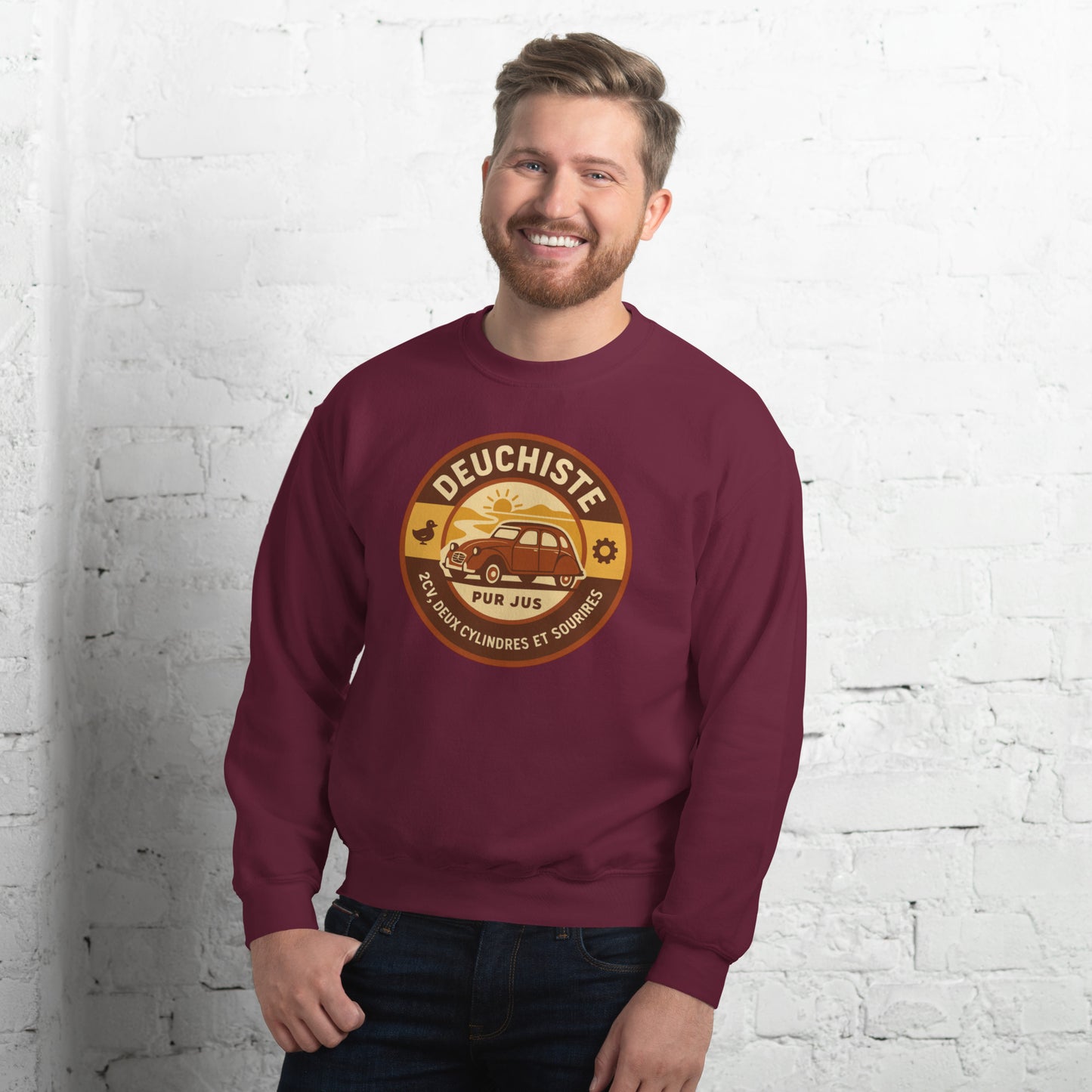 Sweater “Deuchiste Pur Jus” – Warme vibes, koel design