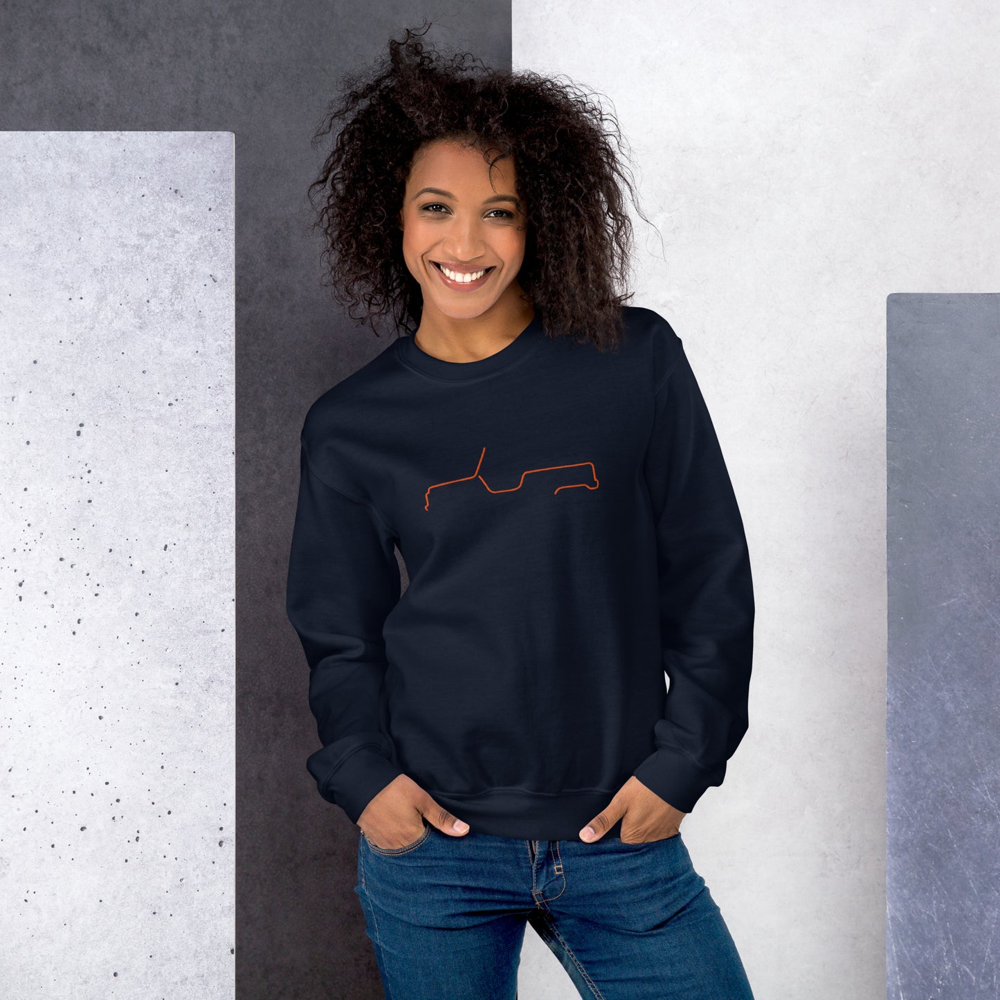 Silhouette Sweatshirt – Citroën Méhari Lijnkunst | Minimalistisch, Stijlvol & Warm