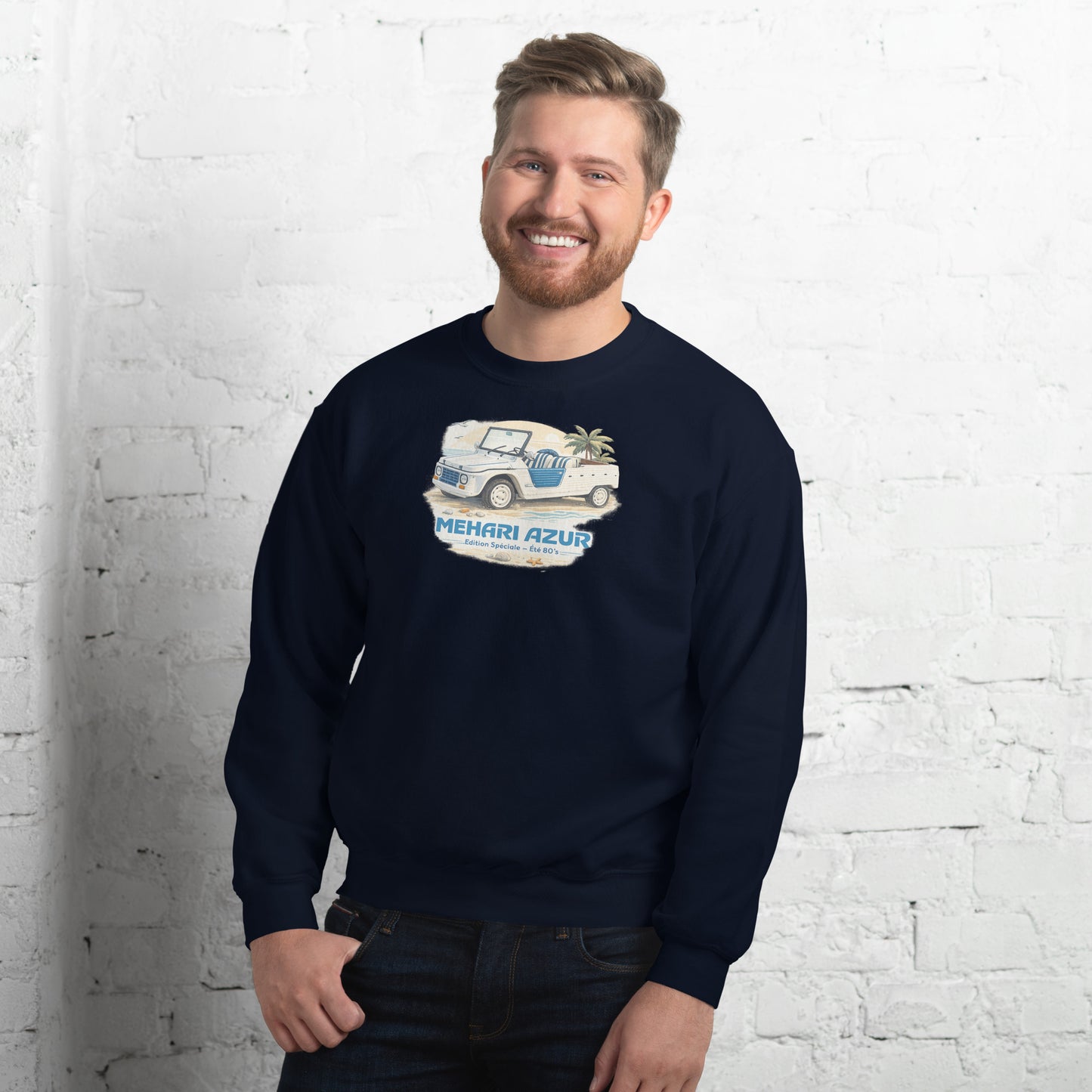 Méhari Azur Sweatshirt – Iconische Strandillustratie | Specials Collectie