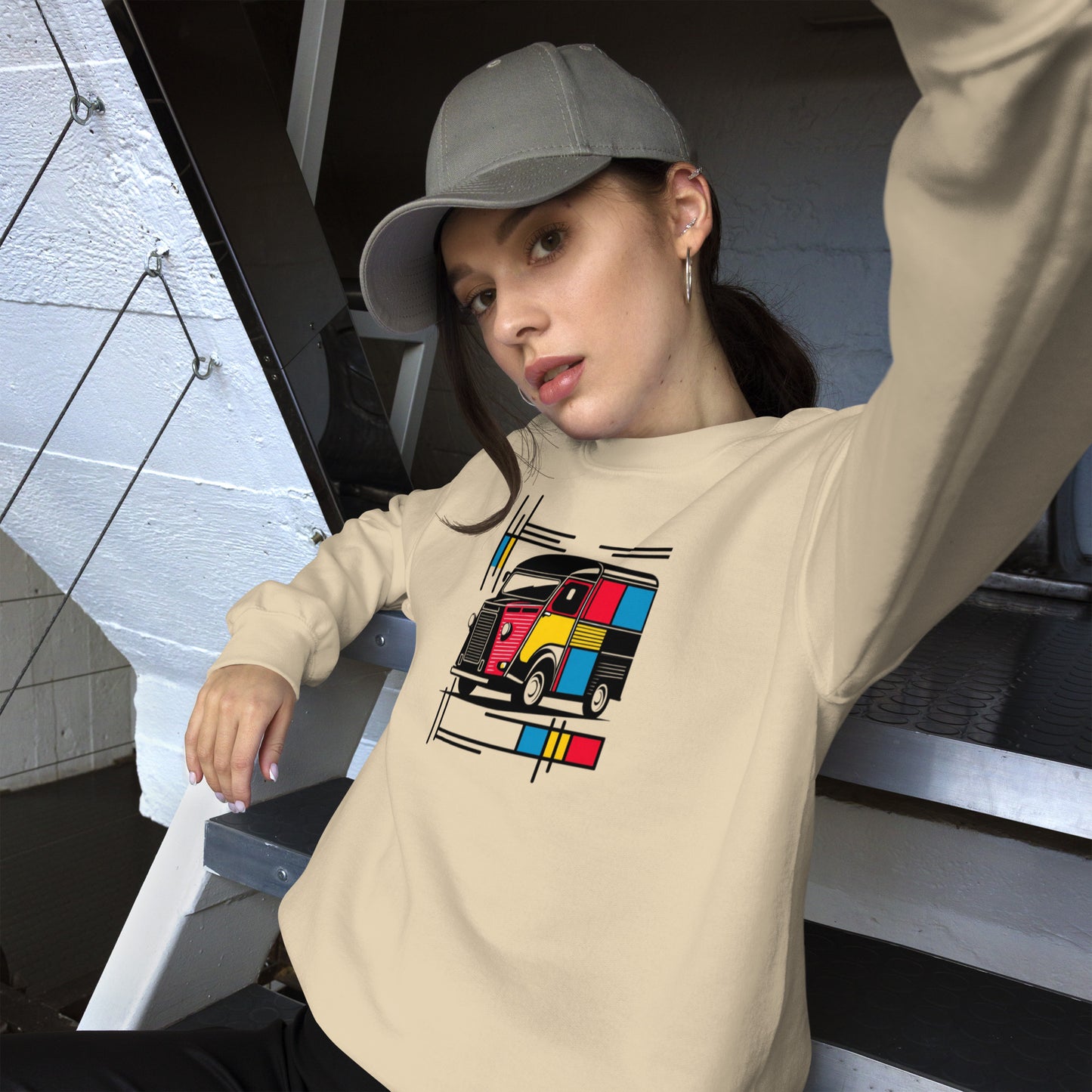 Mondrian Collection Sweatshirt – Warm sweater with a playful vintage bus