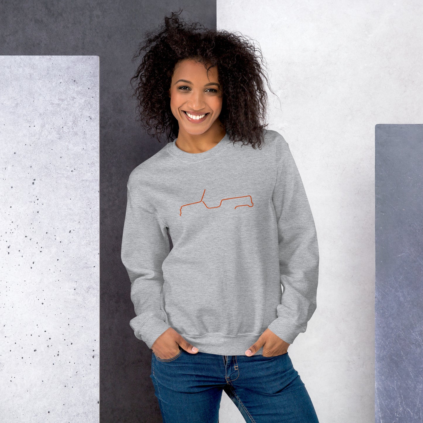 Silhouette Sweatshirt – Citroën Méhari Lijnkunst | Minimalistisch, Stijlvol & Warm