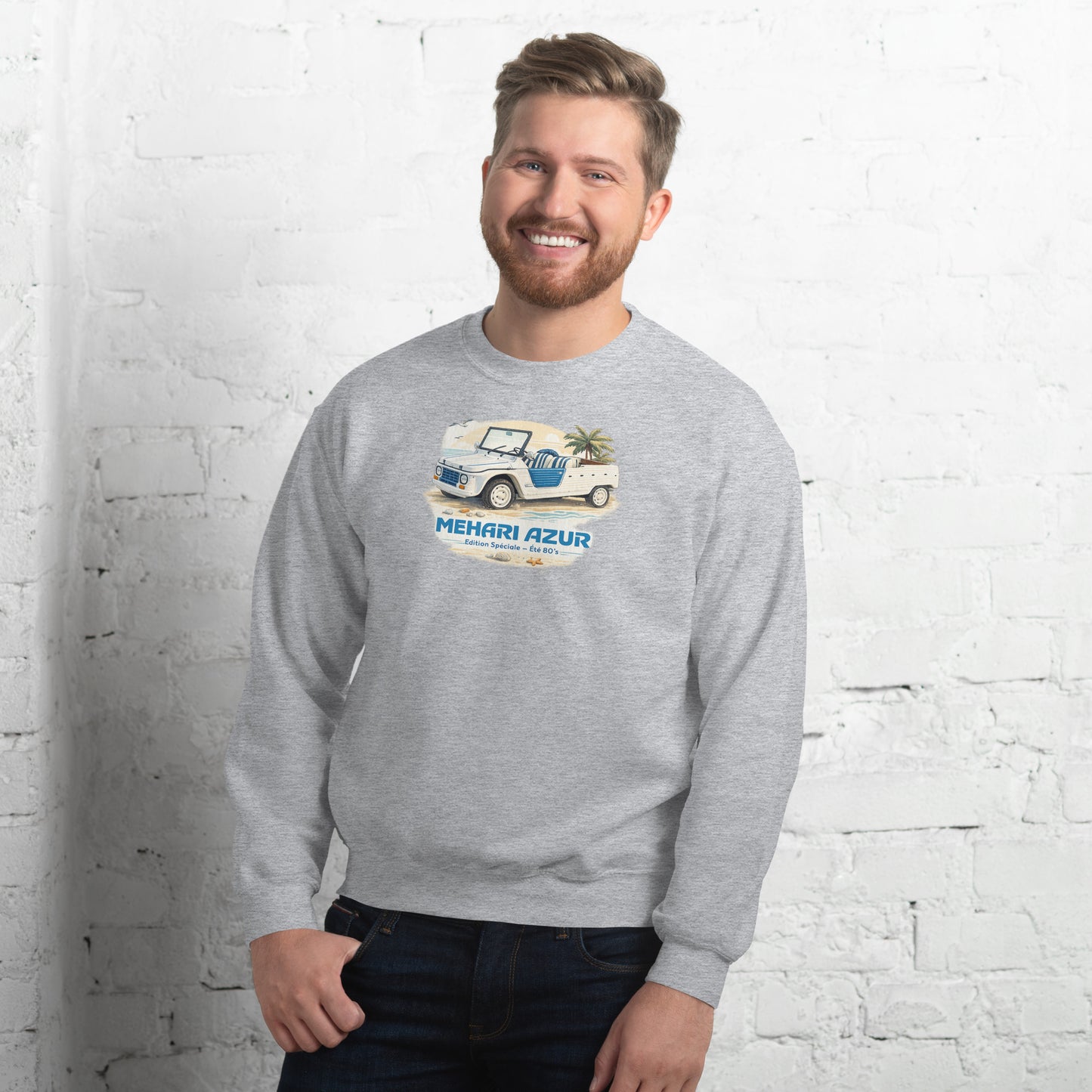 Méhari Azur Sweatshirt – Iconische Strandillustratie | Specials Collectie
