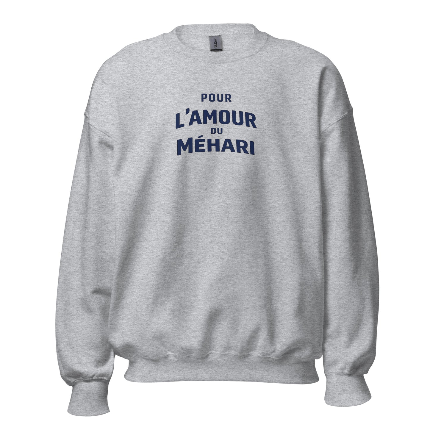 Sweat-shirt « Pour L’Amour du Méhari » – Col rond unisexe avec impression typographique épurée