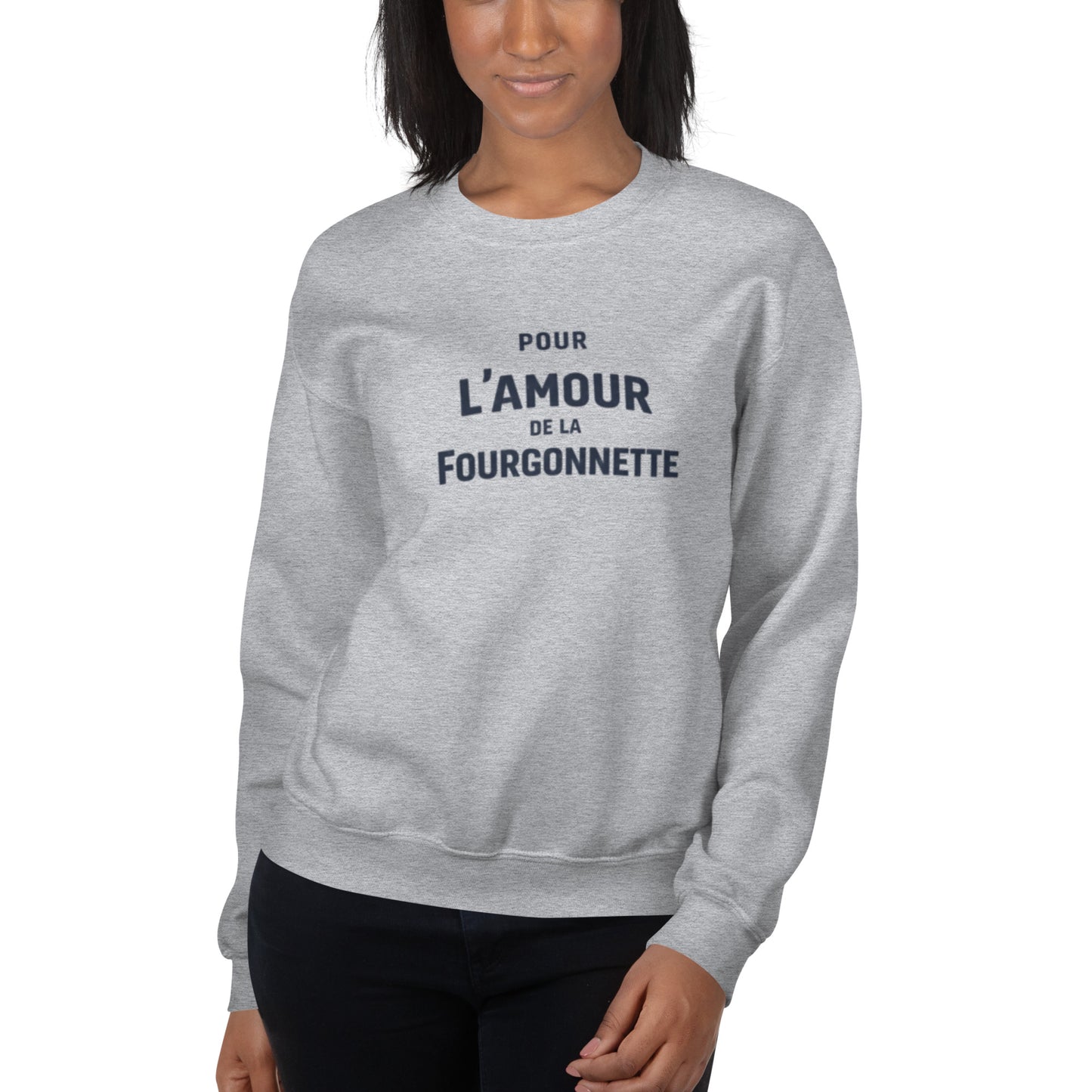 Sweat-shirt Citroën 2CV Fourgonnette « Pour L’Amour de la Fourgonnette » – Col Rond Unisexe avec Imprimé Typographique