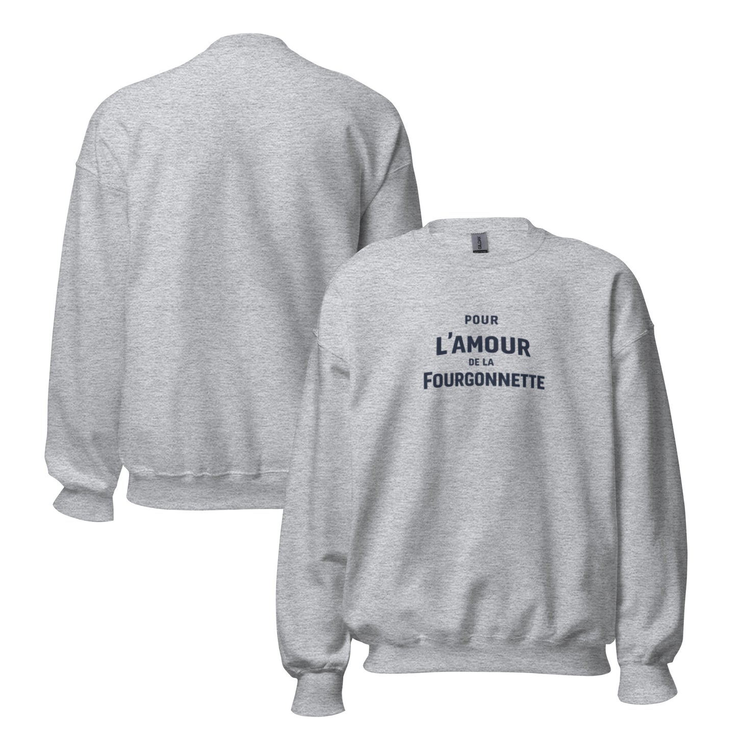 Sweat-shirt Citroën 2CV Fourgonnette « Pour L’Amour de la Fourgonnette » – Col Rond Unisexe avec Imprimé Typographique