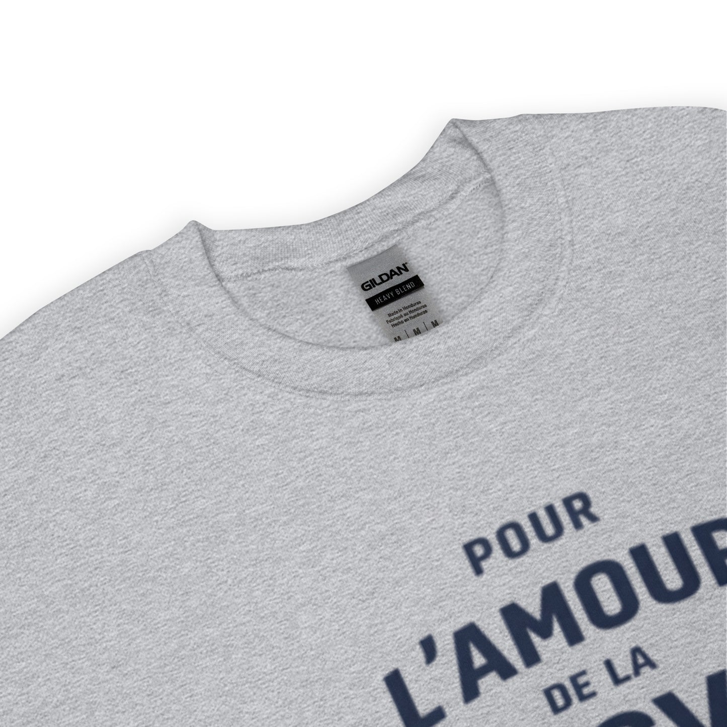 Sweatshirt “Pour L’Amour de la 2CV” – Unisex Crewneck met Minimalistische Typografische Print
