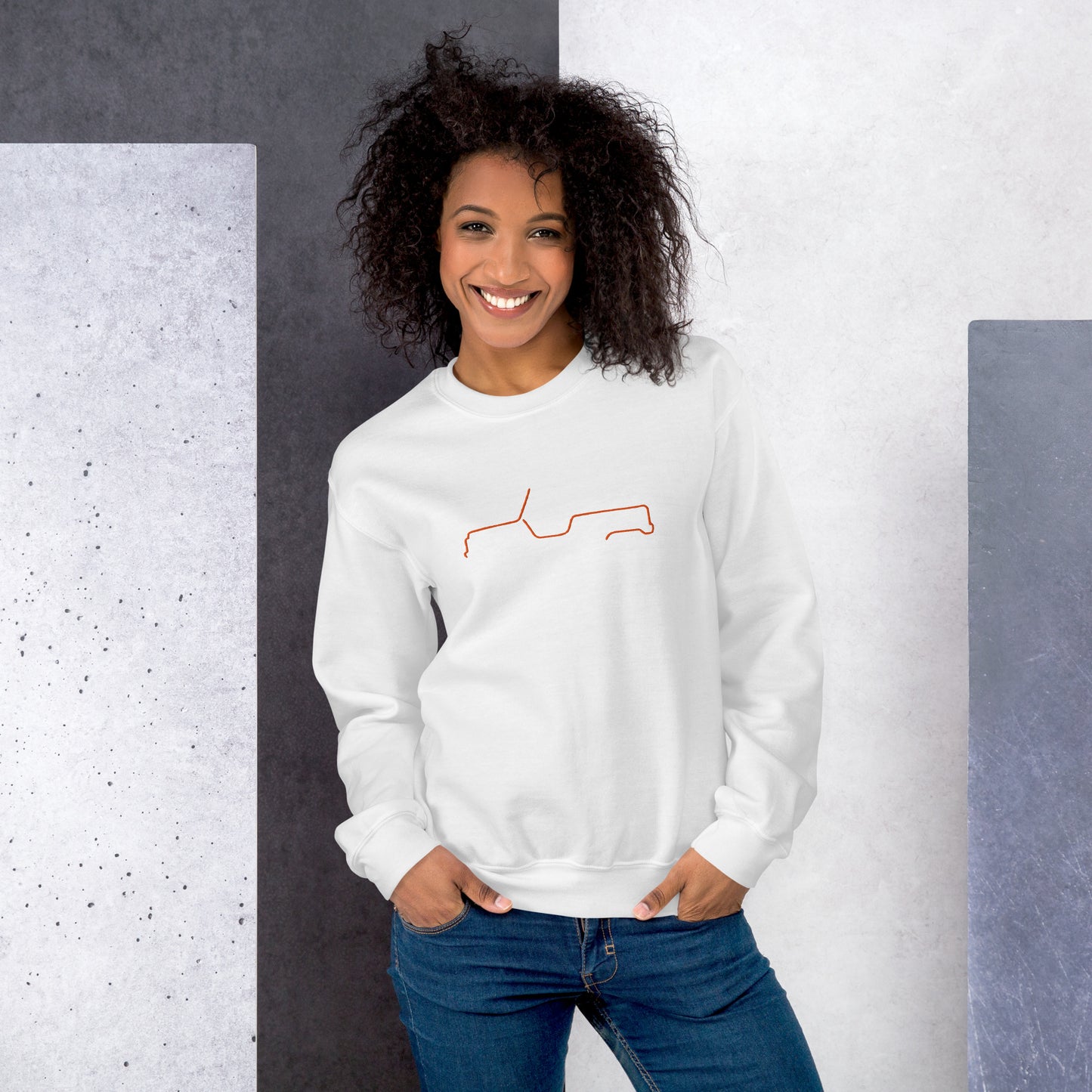 Silhouette Sweatshirt – Citroën Méhari Lijnkunst | Minimalistisch, Stijlvol & Warm
