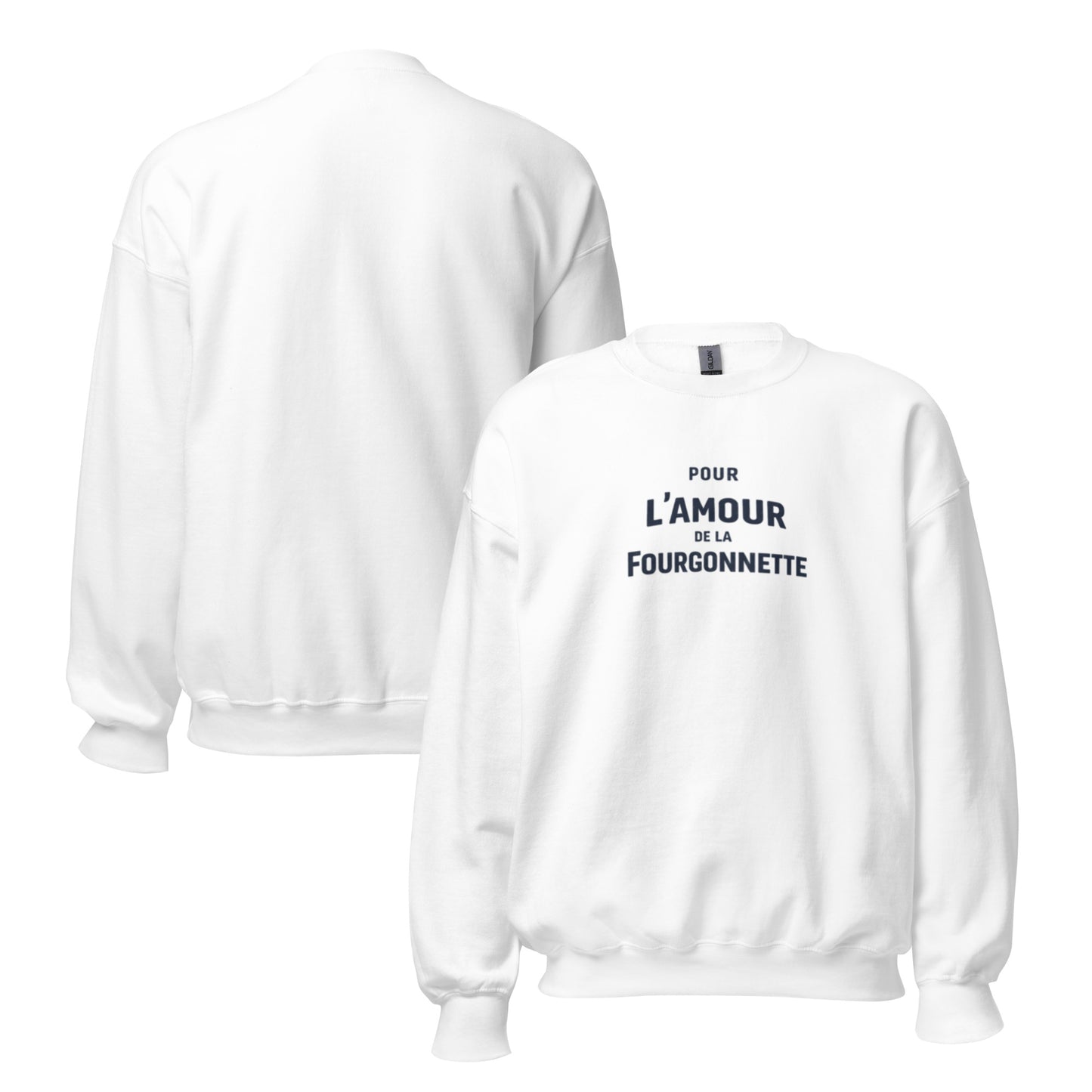 Sweat-shirt Citroën 2CV Fourgonnette « Pour L’Amour de la Fourgonnette » – Col Rond Unisexe avec Imprimé Typographique