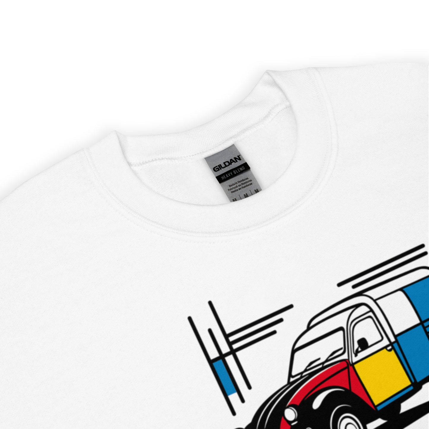 Mondrian Sweatshirt – Citroën 2CV Fourgonnette | Warm unisex design with artistic flair