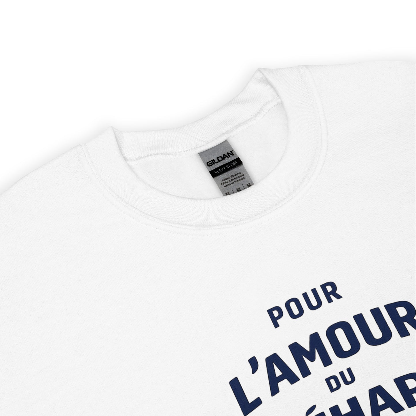 Sweat-shirt « Pour L’Amour du Méhari » – Col rond unisexe avec impression typographique épurée