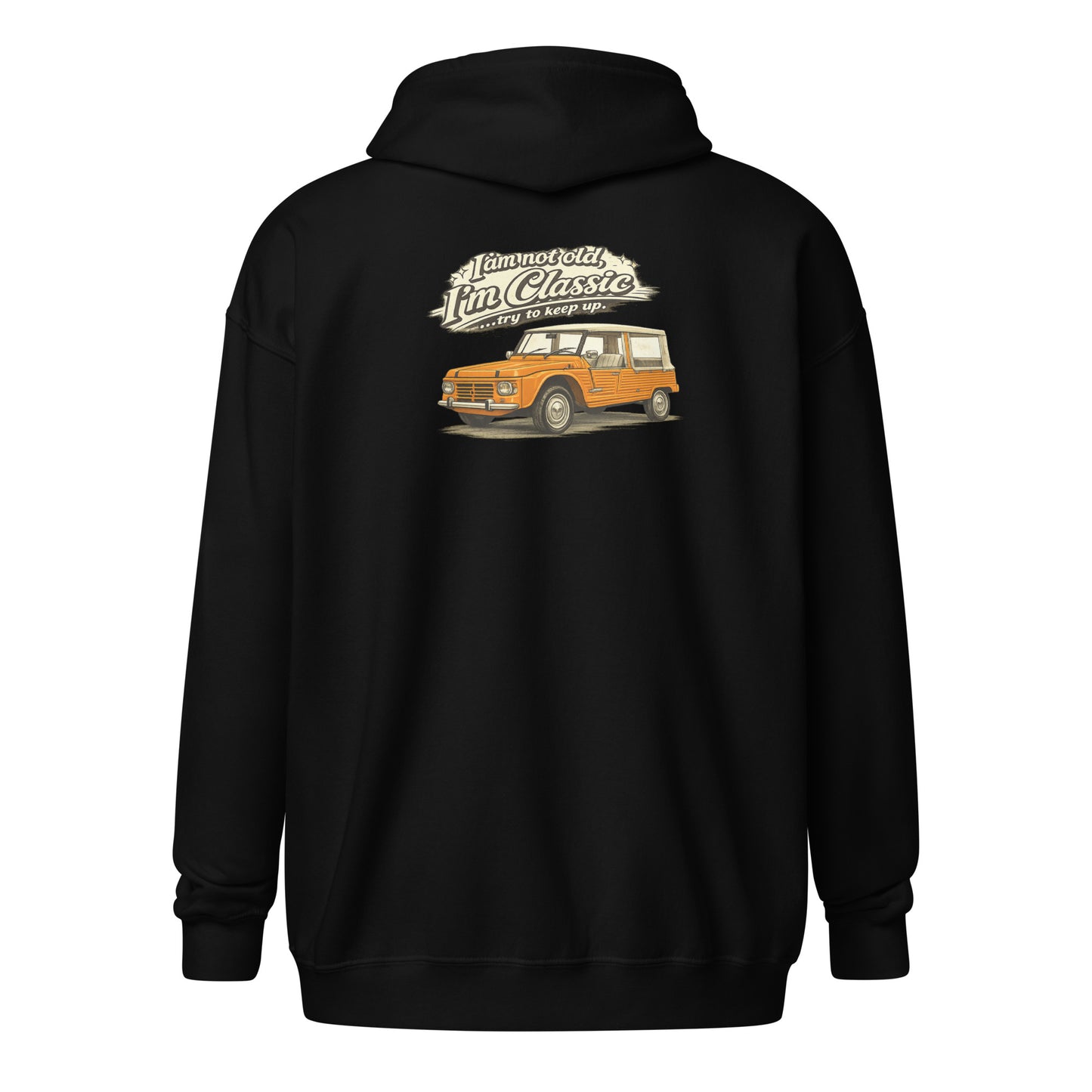 Sweat à capuche zippé Citroën Méhari – Collection Classique | Dessin exclusif de voiture