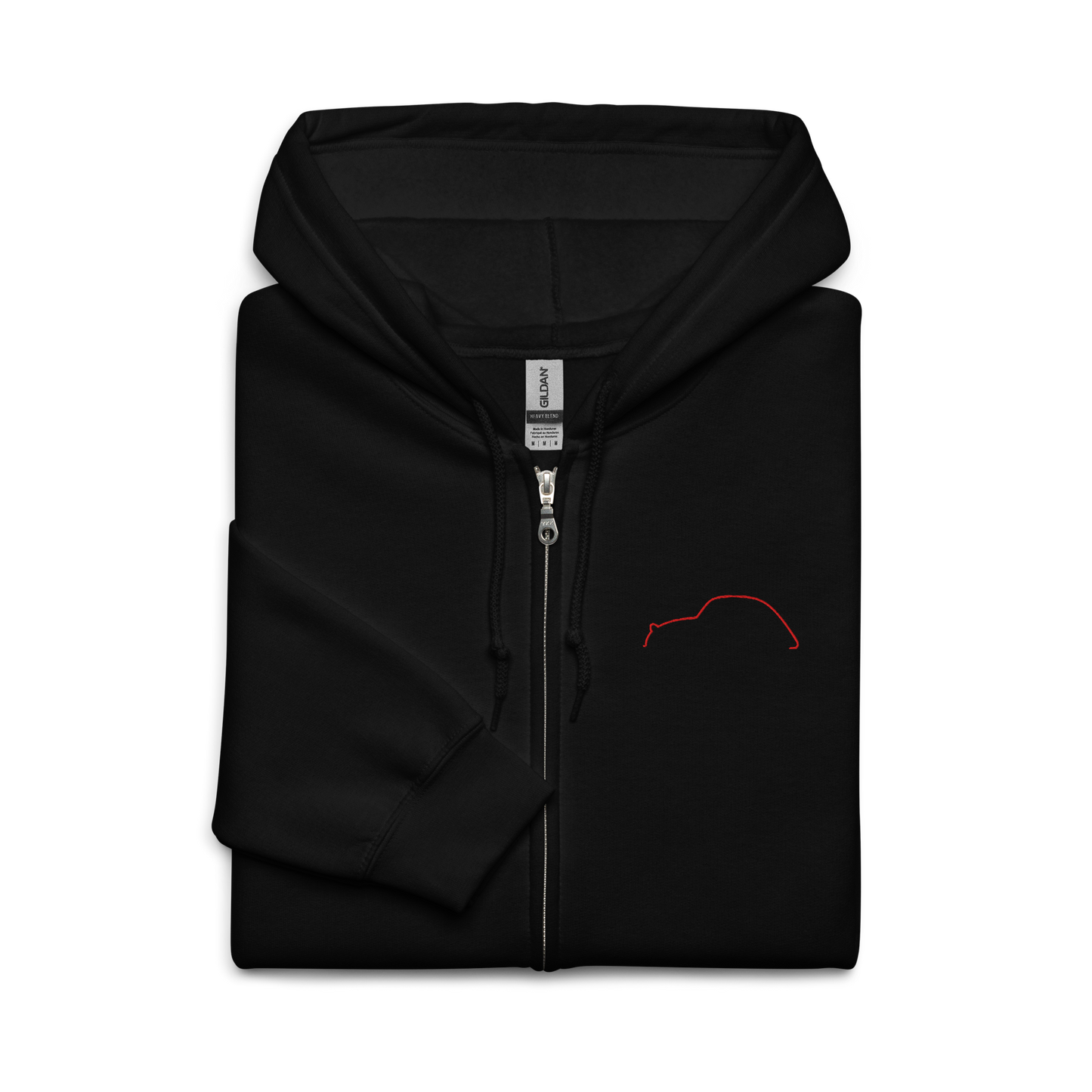 Silhouette Collectie – Citroën 2CV Lijnkunst Unisex Zip Hoodie | Minimalistisch Geborduurd Design