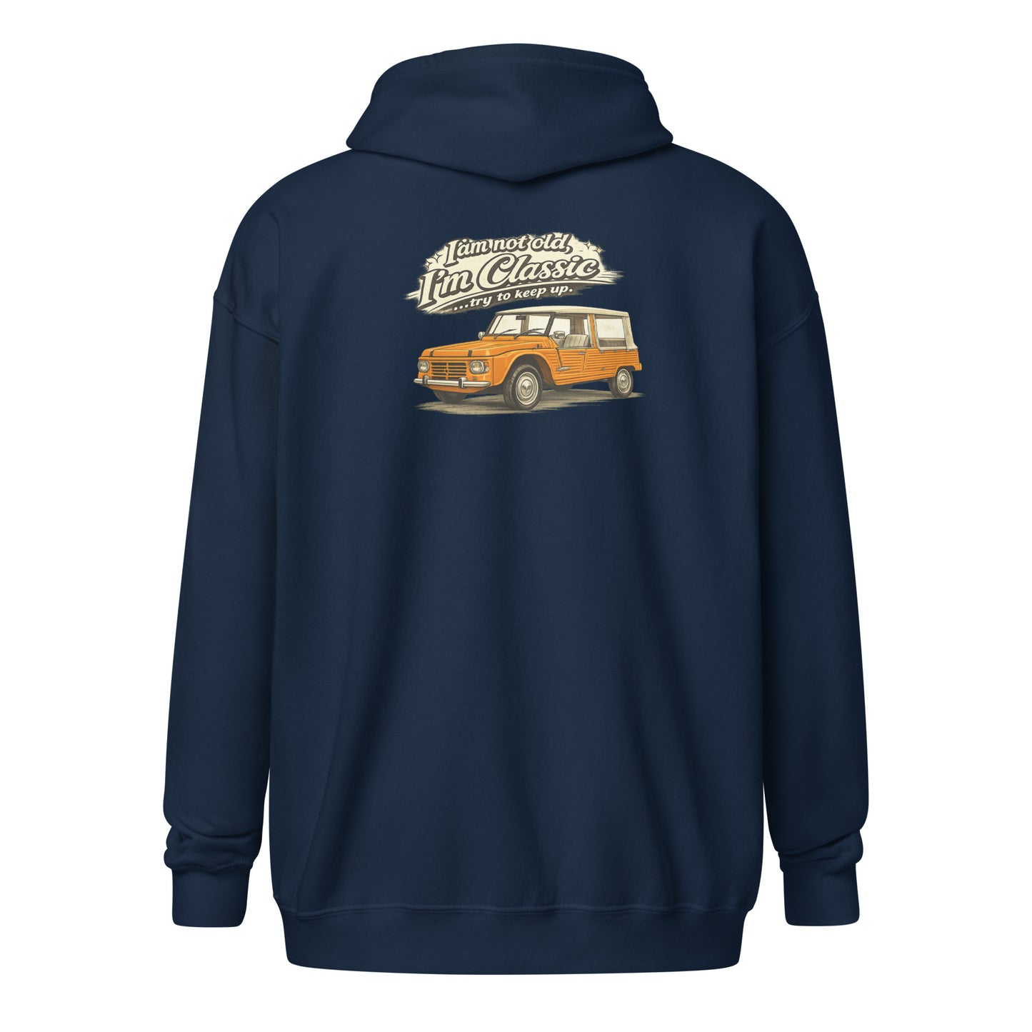 Sweat à capuche zippé Citroën Méhari – Collection Classique | Dessin exclusif de voiture