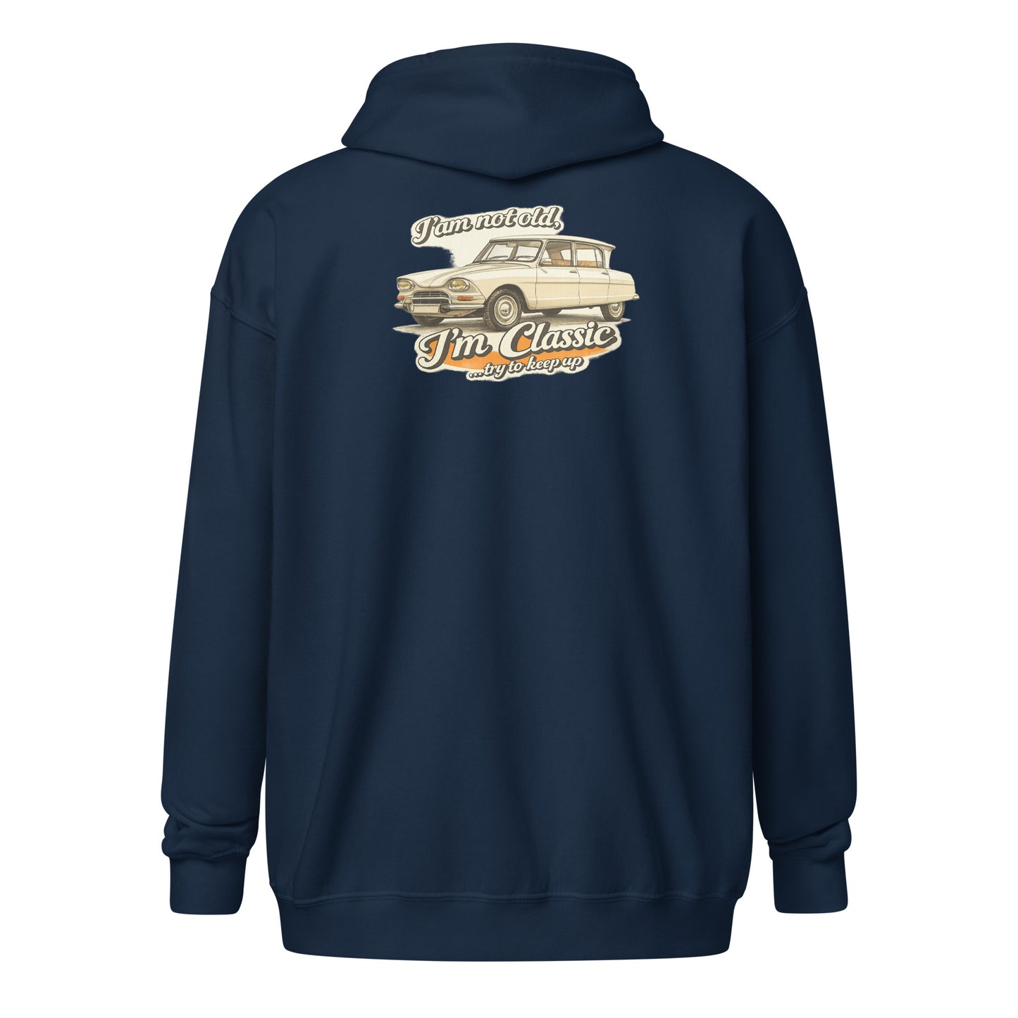 Citroën Ami 8 Classic Hoodie with Zipper – Vintage Car Drawing | Classic Collection