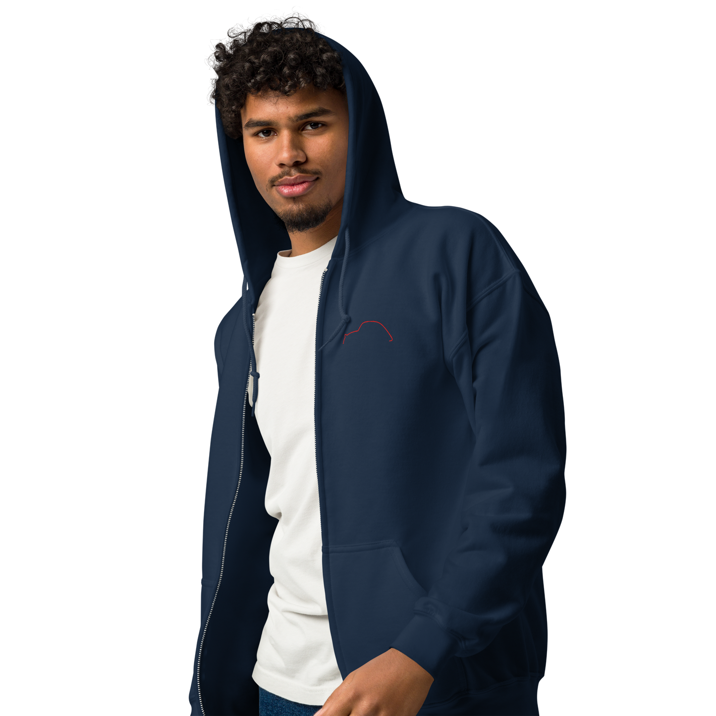 Silhouette Collectie – Citroën 2CV Lijnkunst Unisex Zip Hoodie | Minimalistisch Geborduurd Design