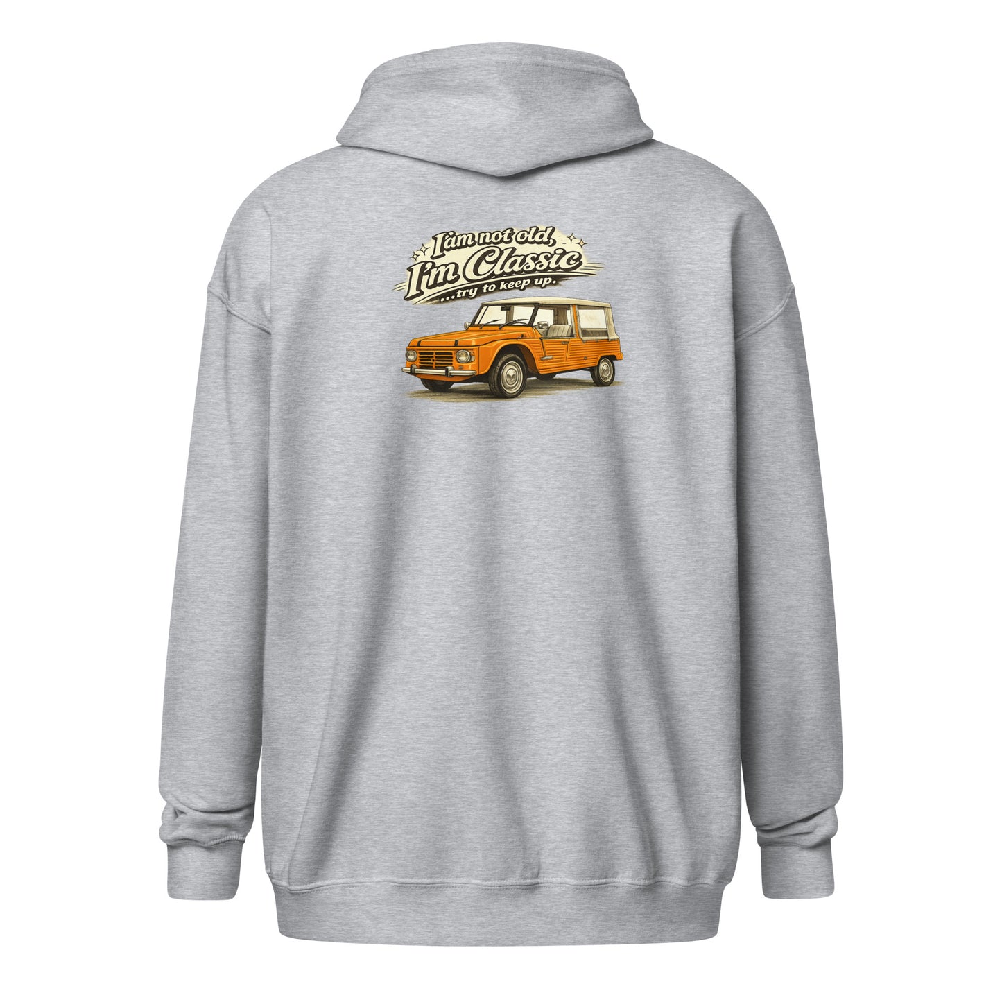 Sweat à capuche zippé Citroën Méhari – Collection Classique | Dessin exclusif de voiture
