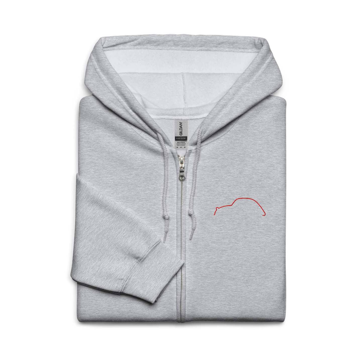Silhouette Collectie – Citroën 2CV Lijnkunst Unisex Zip Hoodie | Minimalistisch Geborduurd Design