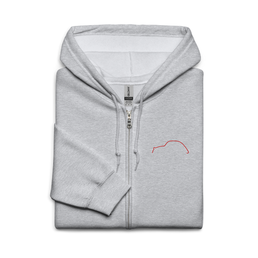 Silhouette Collection – Citroën 2CV Line Art Unisex Zip Hoodie | Minimalist Embroidered Design
