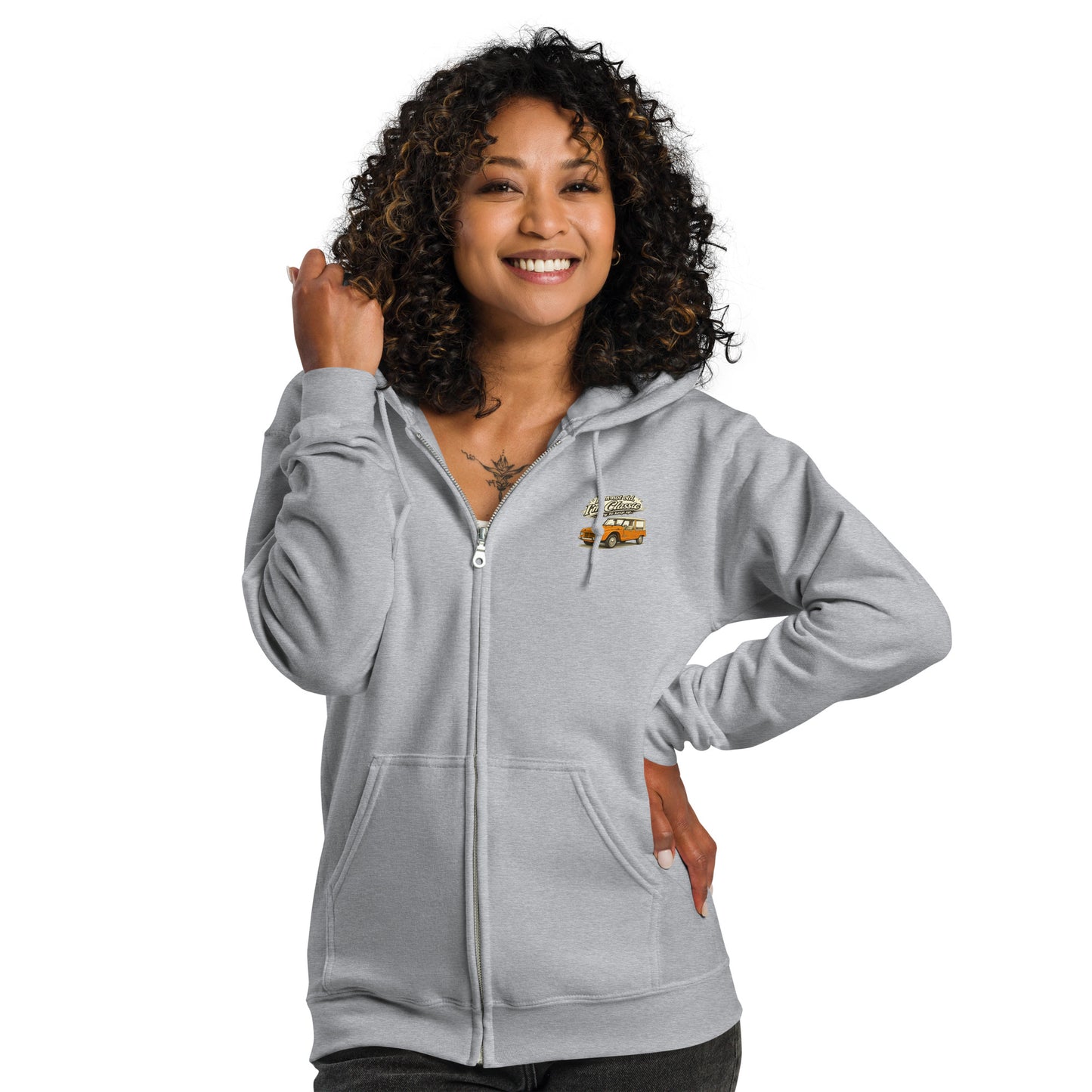 Sweat à capuche zippé Citroën Méhari – Collection Classique | Dessin exclusif de voiture