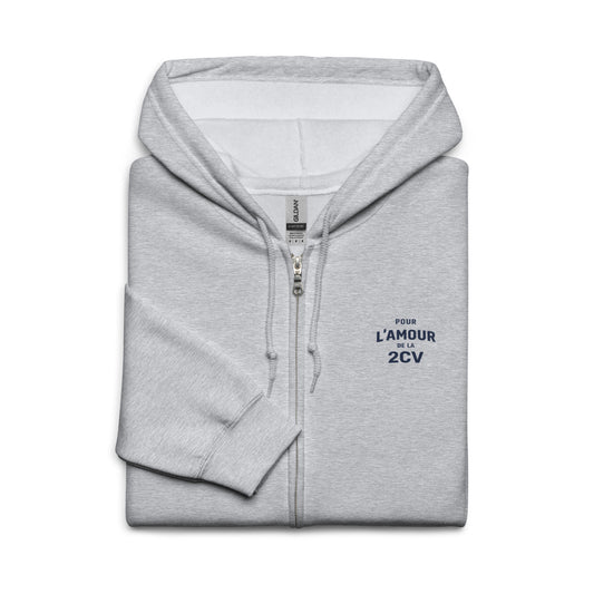 Citroën 2CV L’amour Zip Hoodie – “Pour l’Amour de la 2CV” Design | Fleece Zip Hoodie