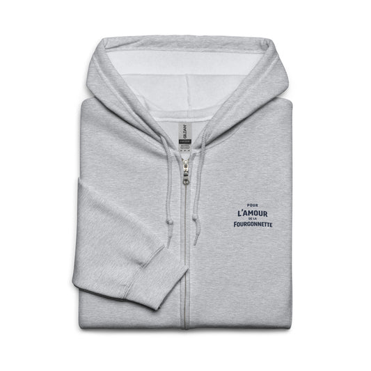 Citroën 2CV Fourgonnette L'amour Zip Hoodie - "Pour l'Amour de la Fourgonnette" Design | Fleece Zip Hoodie