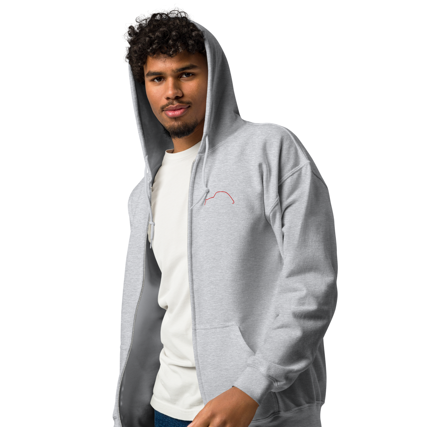 Silhouette Collectie – Citroën 2CV Lijnkunst Unisex Zip Hoodie | Minimalistisch Geborduurd Design