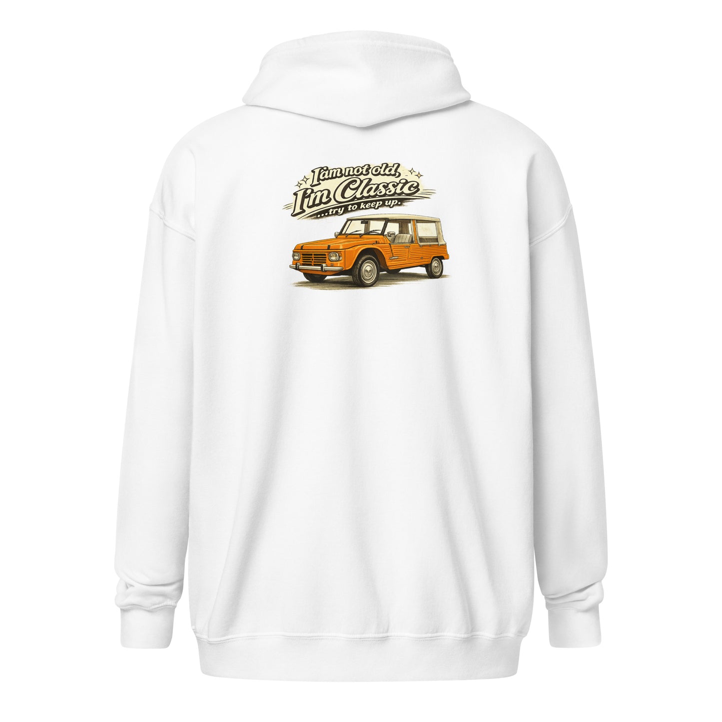 Sweat à capuche zippé Citroën Méhari – Collection Classique | Dessin exclusif de voiture