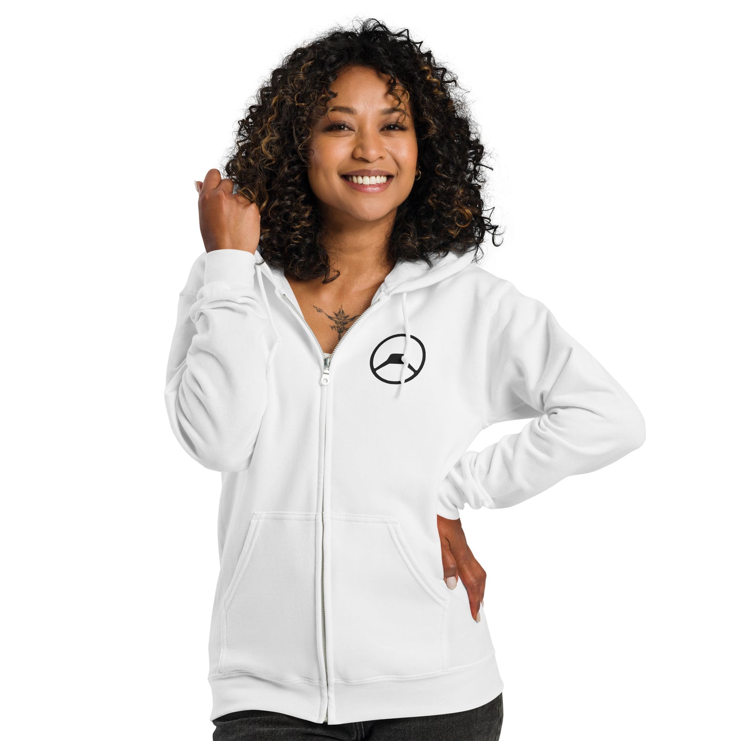 Unisex Zip Hoodie met Geborduurd Citroën A-type Stuurwiel – Tijdloos & Comfortabel