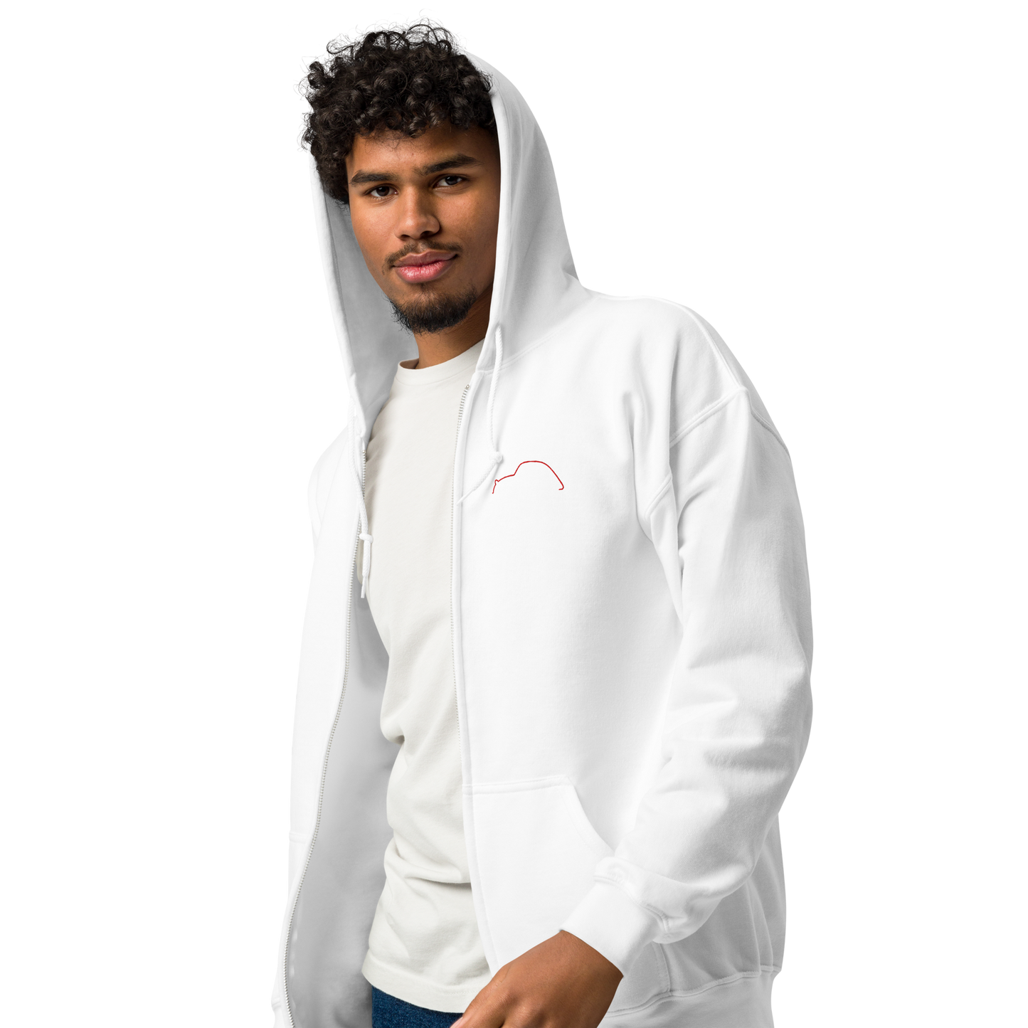 Silhouette Collectie – Citroën 2CV Lijnkunst Unisex Zip Hoodie | Minimalistisch Geborduurd Design